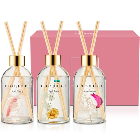 코코도르 하바리움 디퓨저 3종 세트, A호 (블랙체리+에이프릴프레쉬+퓨어코튼), 200ml, 1개