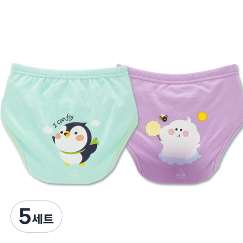 아가짱 프랜들리 6중 배변훈련팬티, 펭귄, 구름, 5세트