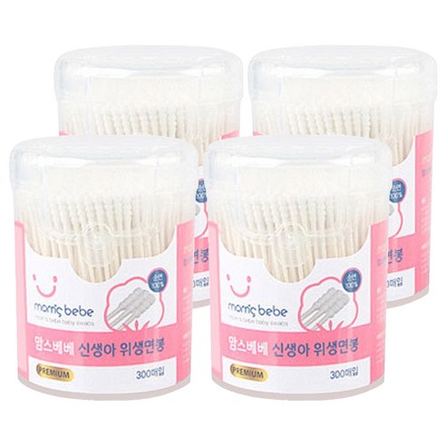 맘스베베 신생아 위생면봉, 300개입, 4개
