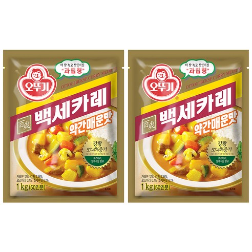 오뚜기 백세 카레 약간매운맛, 2개, 1kg