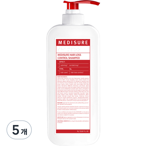 메디슈어 탈모 증상 완화 샴푸, 1L, 5개