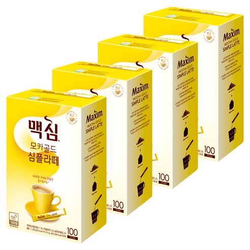 맥심 모카골드 심플라떼 커피믹스, 100개입, 4개