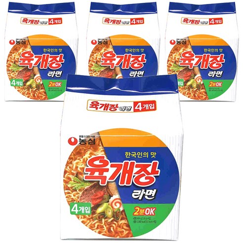 농심 육개장 봉지라면 116g, 16개