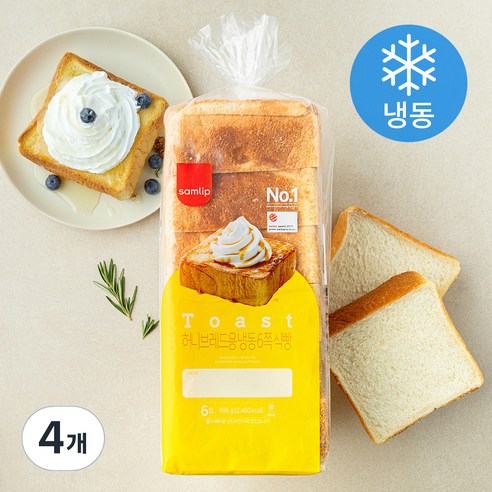삼립 6쪽 식빵 (냉동), 996g, 4개