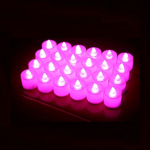 루아르모 꺼지지 않는 LED 티라이트 전자초, 핑크, 24개