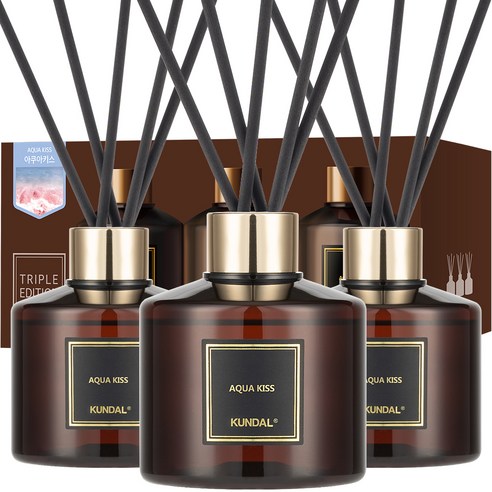 쿤달 퍼퓸 디퓨저 + 섬유스틱 세트, 아쿠아키스, 200ml, 3개