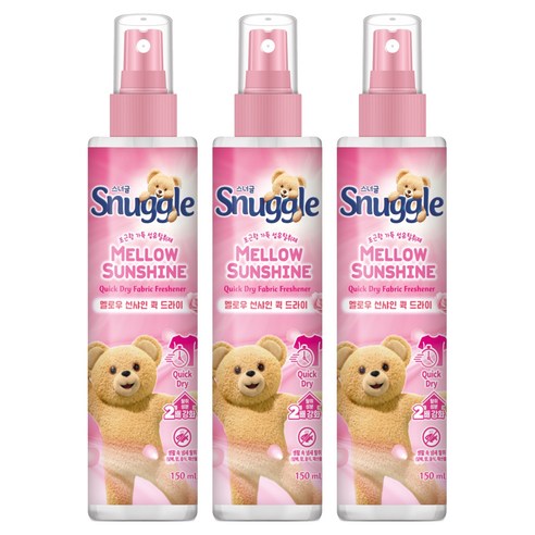 스너글 멜로우선샤인 퀵드라이 섬유탈취제, 150ml, 3개