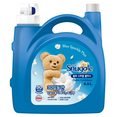 스너글 고농축 섬유유연제 블루 스파클 플러스 본품, 5.5L, 1개