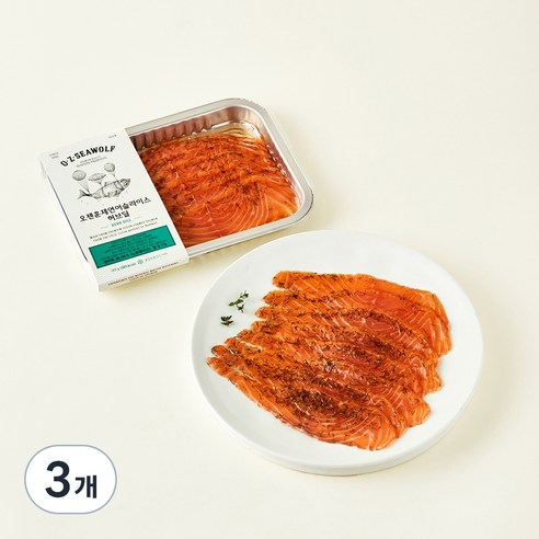 OZEN 훈제연어 슬라이스 허브 딜 (냉장), 180g, 3개
