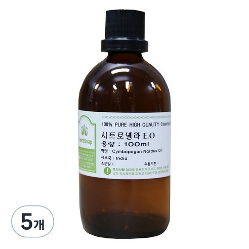 허브솝 시트로넬라 에센셜 오일 100ml, 5개