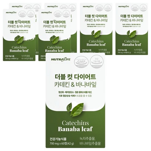 뉴트라라이프 더블 컷 다이어트 카테킨 앤 바나바잎, 60정, 7개