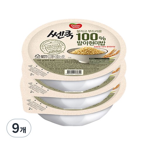 동원 쎈쿡 100% 발아현미 즉석밥, 195g, 9개