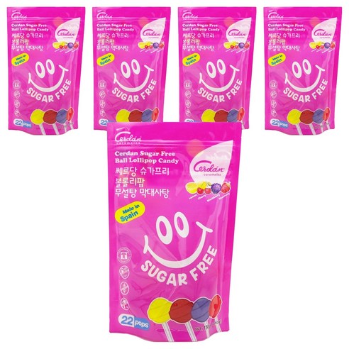 카라멜세르단 슈가프리 무설탕 볼롤리팝 막대사탕, 150g, 5개