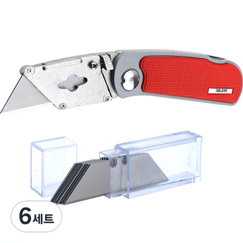 툴스피아 TSP 다용도 나이프 커터칼 + 칼날 10개, 혼합색상, 6세트
