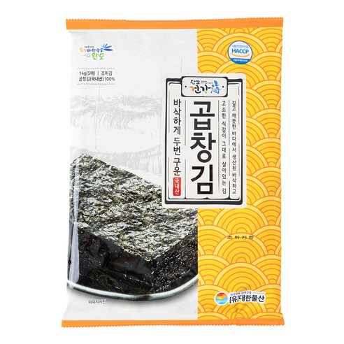 완도건강해 바다향 바삭하게 두번구운 곱창김 5p, 14g, 1개