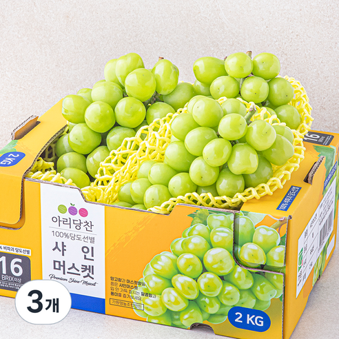 아리당찬 비파괴 당도선별 샤인머스켓, 2kg, 3개