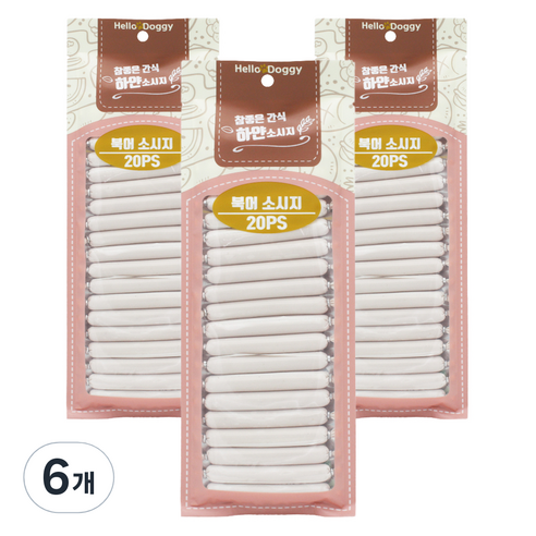 헬로도기 참좋은간식 강아지 하얀소시지 20p, 북어, 180g, 6개