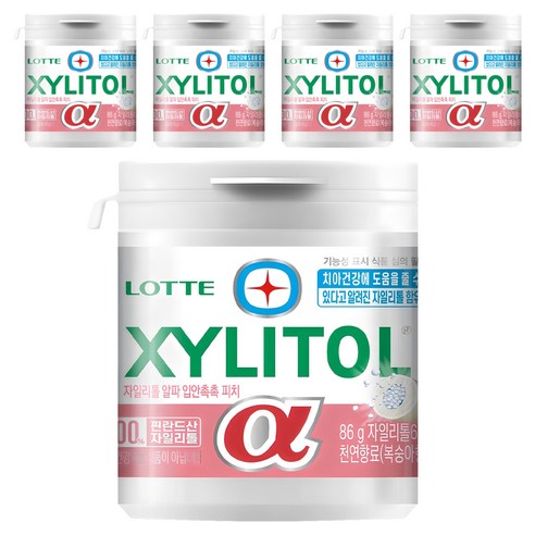 롯데자일리톨 알파 입안촉촉 피치 용기, 86g, 5개