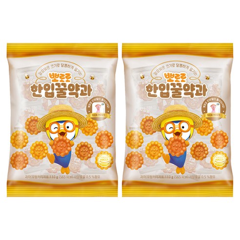 뽀로로 한입꿀약과 + 띠부씰 랜덤발송 세트, 24개, 110g