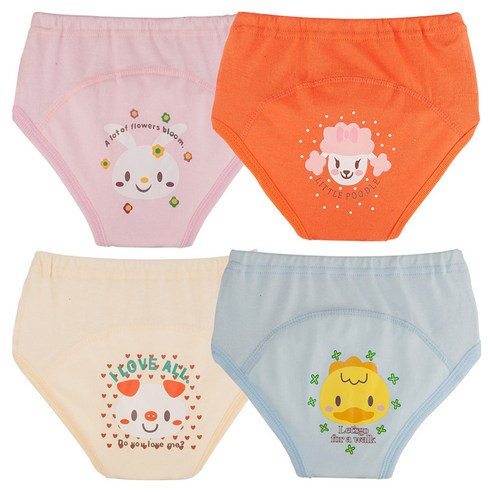 아가짱 캐릭터 배변훈련팬티 4종 세트, A(분홍색, 주황색, 노란색, 하늘색), 1세트