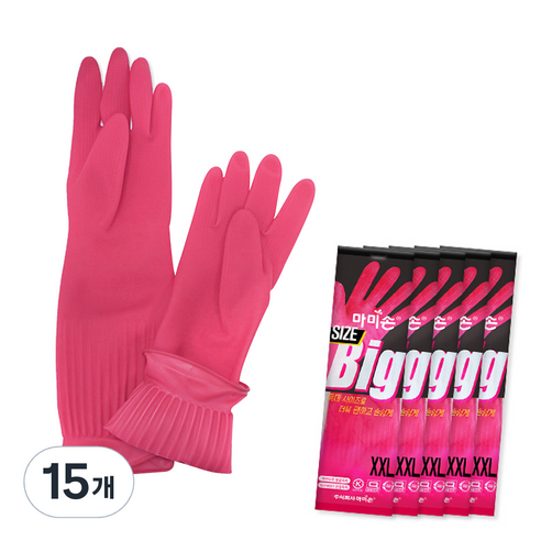 마미손 고무장갑, 핑크, 특특대(XXL) 이상, 15개