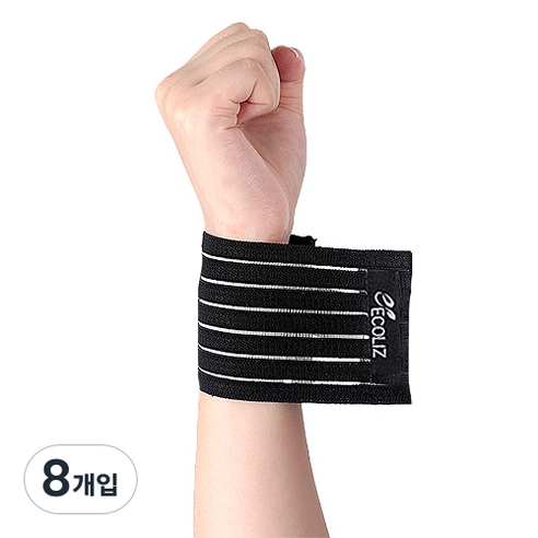 에코리즈 이지업 손목 랩 보호대 블랙 M, 8개입