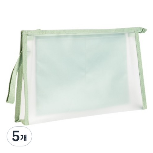 델리 삼각 투포켓 스트랩 파우치 A4 PP109, 그린립, 5개