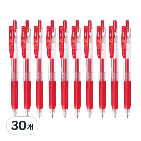 제브라 중성펜 사라사클립 JJB15 0.7mm, 적색, 30개