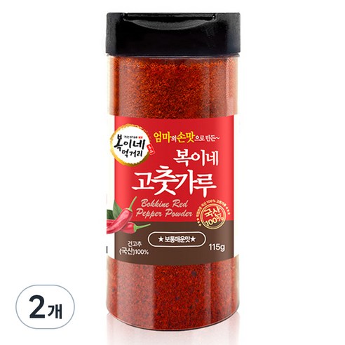 복이네먹거리 국산 고춧가루 보통맛 반찬용, 115g, 2개