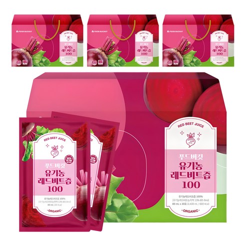 푸드버킷 유기농 레드비트즙 100, 80ml, 120개
