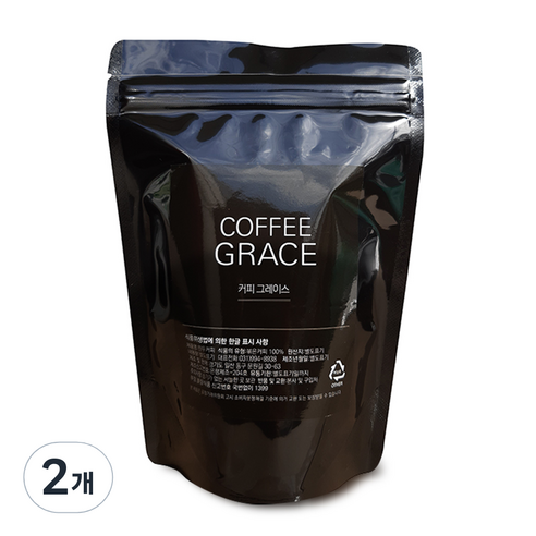커피그레이스 에티오피아 모카 예가체프 G1 원두 커피, 홀빈(분쇄안함), 500g, 2개