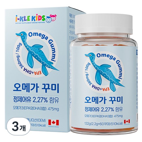 아이클키즈 유아 오메가 꾸미, 60정, 3개