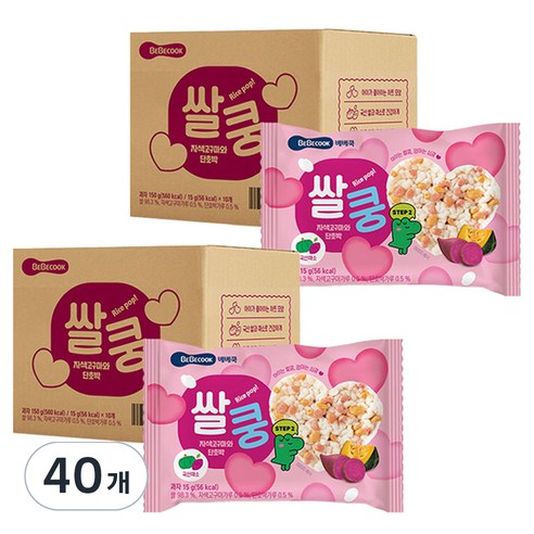 베베쿡 쌀쿵 쌀과자, 자색고구마 + 단호박 혼합맛, 15g, 40개