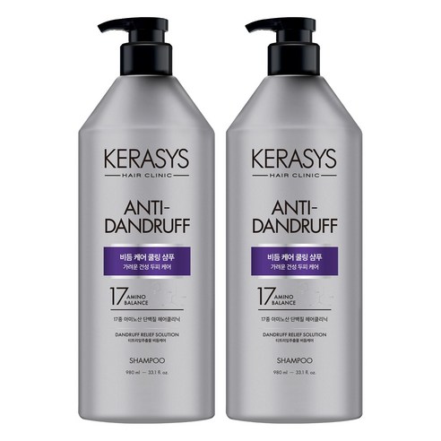 케라시스 두피 비듬케어 쿨링 단백질 샴푸 클린 & 프레쉬 향, 980ml, 2개