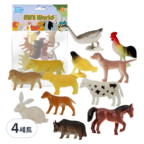 해피플레이 미니월드 농장 피규어 12종 세트, 4세트