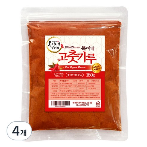 복이네먹거리 베트남 고춧가루 소스용, 180g, 4개