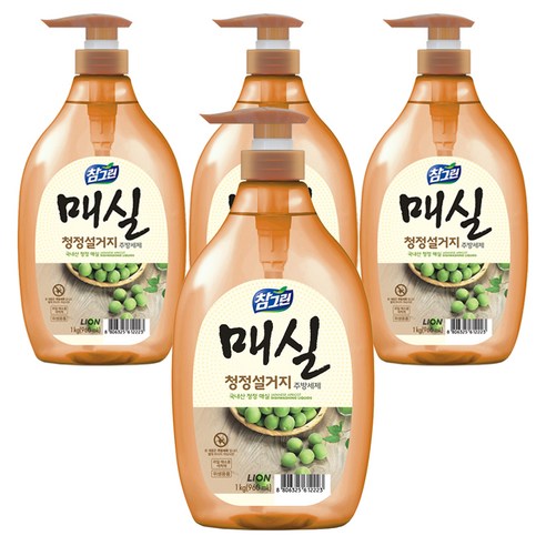 참그린 매실 청정설거지 주방세제, 960ml, 4개