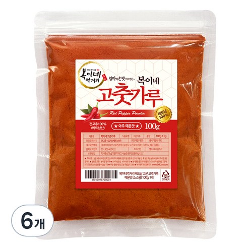복이네먹거리 베트남 고춧가루 소스용, 100g, 6개