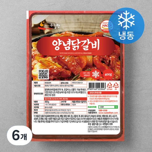 수월한 양념닭갈비 (냉동), 400g, 6개