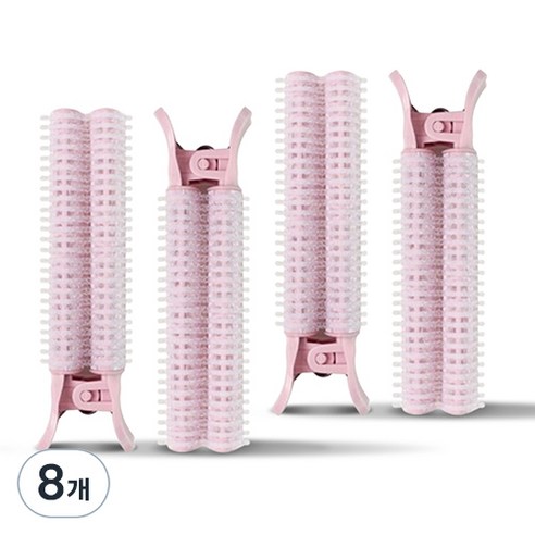 글로스앤글로우 뿌리볼륨업 헤어롤 집게, 연핑크, 8개