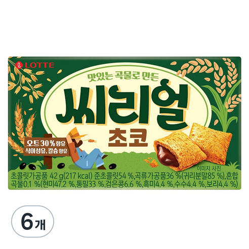 롯데웰푸드 씨리얼 초코, 42g, 6개