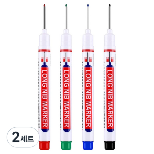 유니비 인테리어 목공 욕실 작업용 롱닙 다목적 마카펜 20mm 4종 세트, 2세트, 4색