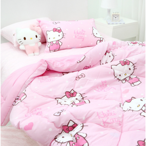 Hello Kitty 寢具 Hello Kitty 毛毯 人物毛毯 茶毯 枕頭套 邪惡 冬季毛毯 寢具 套裝 毛毯