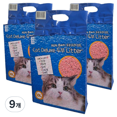 마마쇼 디럭스 가는입자 두부 고양이 모래, 10L, 9개, 복숭아향