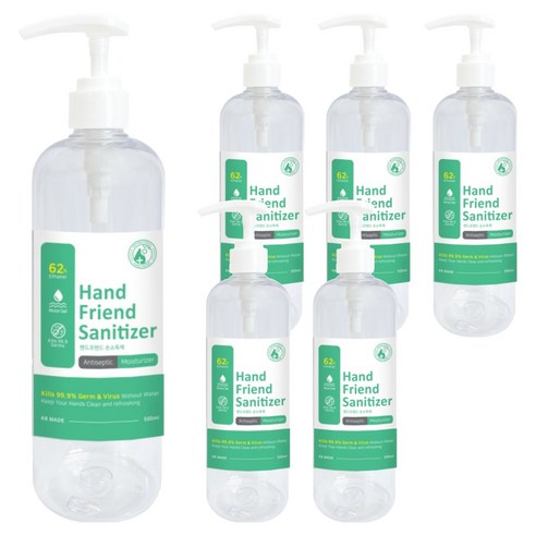 핸드프렌드 세니타이저 겔타입 손소독제, 500ml, 6개