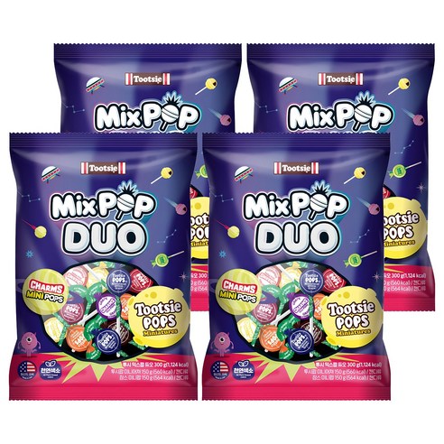 투시 믹스팝 듀오 미니어쳐 앤 참스 미니팝 캔디, 300g, 4개