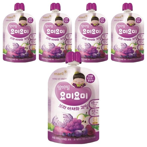 요미요미 야채와 과일 주스 100ml, 보라, 5개