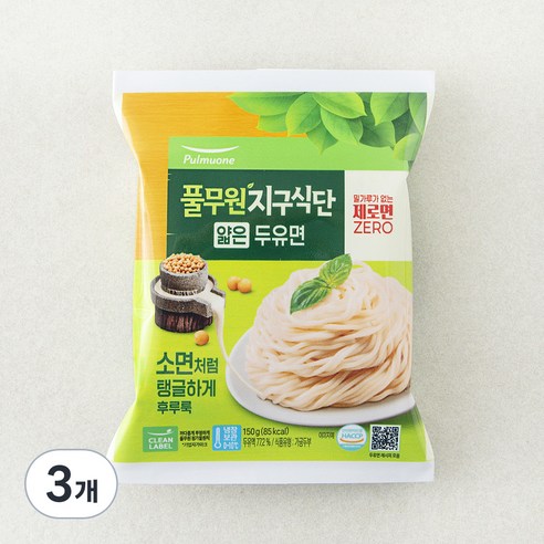 풀무원 지구식단 식물성 얇 두유면, 150g, 3개