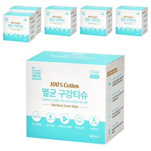 네이쳐러브메레 멸균 구강티슈 30p, 235g, 6개