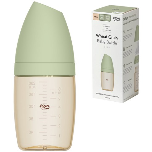 티지엠 유아용 PPSU 밀알 젖병, 모스그린, 200ml, 1개